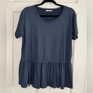 Boutique | Slate Blue Entro Peplum Top